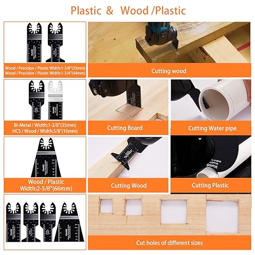 120 Pcs Oscillating Saw Blades Metal, Multitool Blades for Wood Plastics, Quick Release Oscillating Tool Blades fit Fein Multimaster Porter Cable Black Bosch Decker Dremel Ryobi Milwaukee