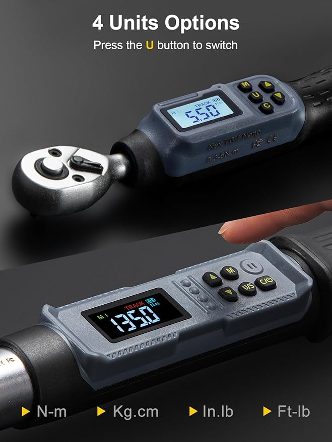 GROWNEER Digital Torque Wrench Set, 1/4" Drive 1.1-22.1 Ft-lbs/1.5-30Nm & 3/8'' Drive 7.38-147.5 Ft-lbs/6.8-135Nm Electronic Torque Wrench Combo with Buzzer & LED Indicator for Motor Car Repair