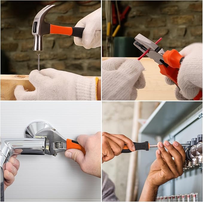 Tool Kit with Drill, Yougfin 20V Cordless Power Drill with 2 Batteries & Charger Drill Sets Combo Kit for Men 114 pcs Household Hand Tools for Home Apartment Dorm Repair