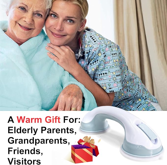 AirTight® Grab Bars for Shower Heavy-Duty (2Pack) 12.3-Inch ADA Compliant Grab Bar for Seniors Shower Handles for Elderly Suction Handicap Safety Handrail for Bathroom Bathtubs Toilet Tiles Glass