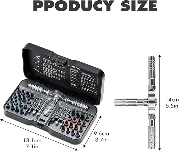 VMAN Ratchet Screwdriver Set, 40 in 1 magnetic Screwdriver sets, S2 Steel Bits, DIY Combination Flexible Shaft, Suitable for Furniture Assembly, Precision Electrical Appliance Repair, Bicycle Tools