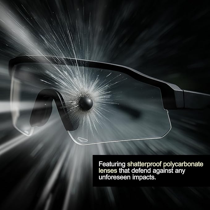 Global Vision Jam 1 Black Cycling Glasses w/Clear Lenses, Wireless Bluetooth Safety Glasses ANSI Z87.1 Certified – Shatterproof UV400 Protection, Hands-Free Calls & Music, Includes Hard Case