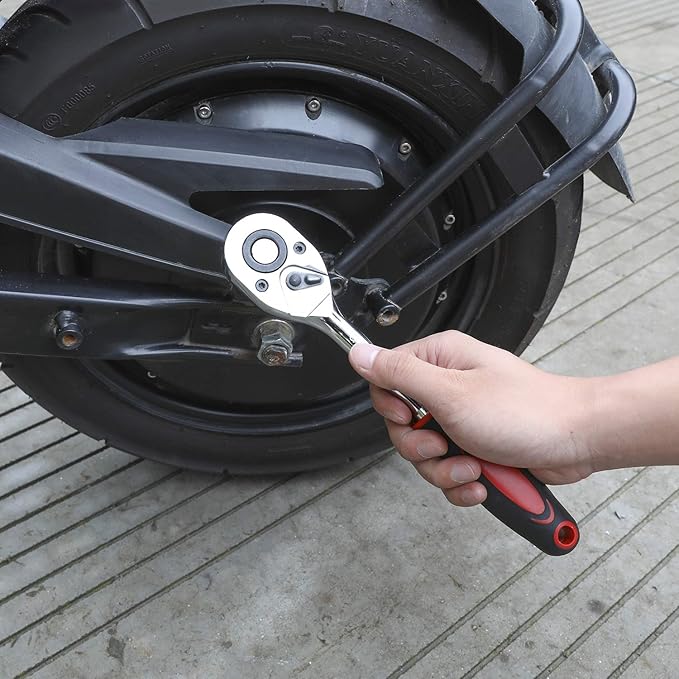 Egofine 12pcs 1/2 Inch Ratchet Socket Wrench Set, Drive Socket Set with 10 Sockets 10-15,17,19,22,24mm and 2 Way Quick Released Ratchet Handle and Extension Bar