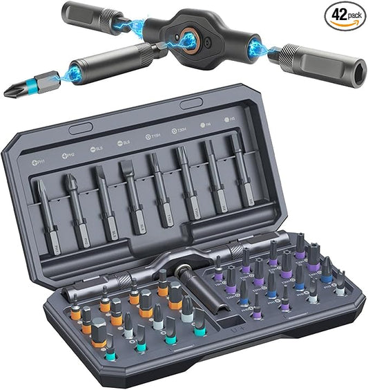 42 in 1 Magnetic Screwdriver Set,DIY Multi Bit Mini Ratchet Screwdriver Sets,Hand tools Torque wrench Repair kit, Precision Screwdriver Set Home Tool kit for PC,Furniture,Watch,Bicycle