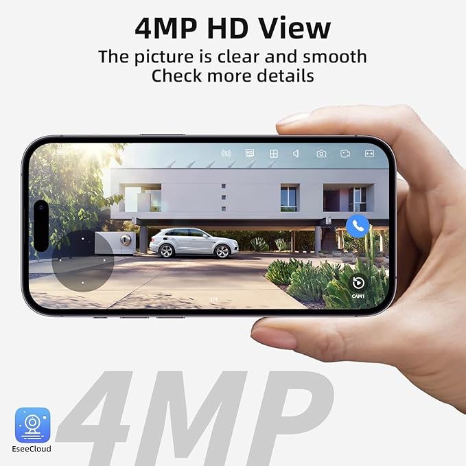 LCLCTEK® Solar 4G Security Cameras kit Wireless Outdoor,2K/4MP Video Home Security System with 4 Solar Cameras,Night Vision,Two-Way Audio,PIR Sensor,Support 4G sim Card,one-Step to use,APP Control