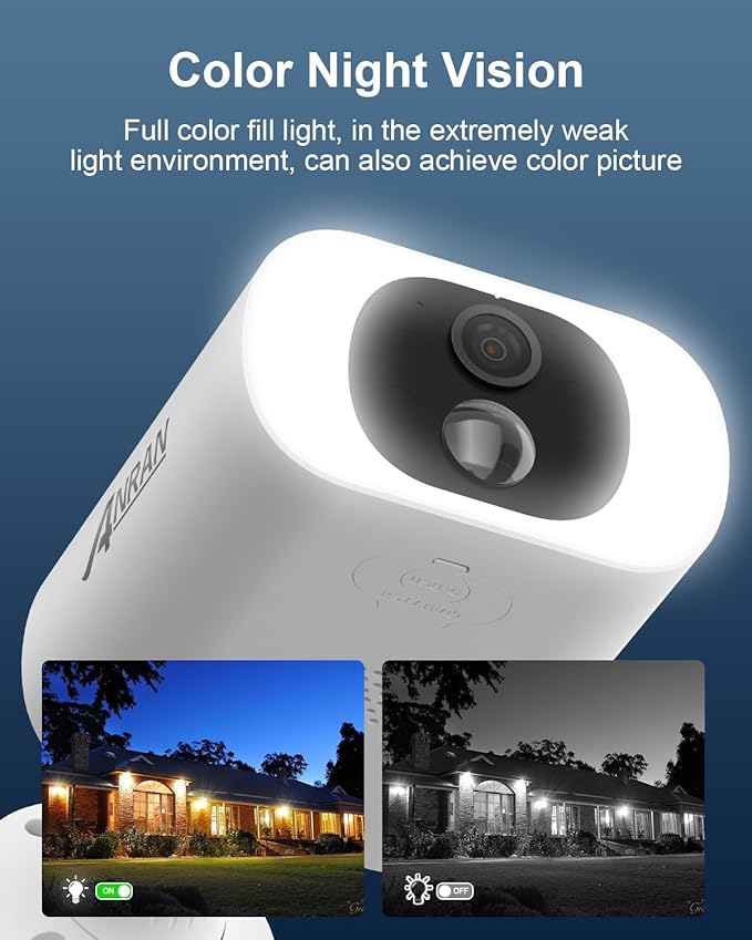 ANRAN 5MP Solar Security Camera Outdoor, Wireless Battery Powered WiFi Camera for Home Surveillance with Buit-in Solar Panel, Color Night Vision, 2-Way Audio, Siren Alarm, Works with Alexa, C3 Max