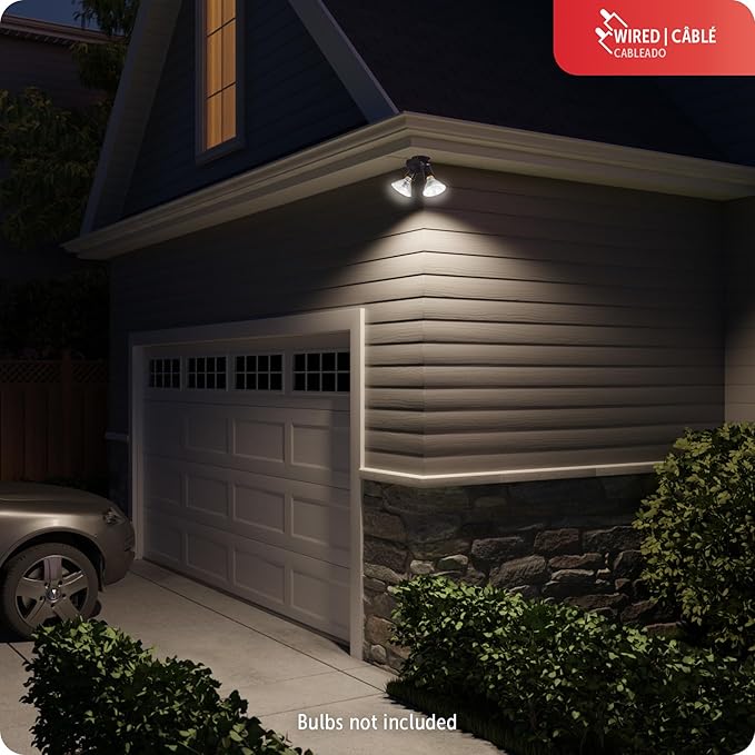 GLOBE 110-Degree 240 W Twin Head Bronze Hardwired Motion Sensor Security Flood Light, Spotlight, Outdoor, Outside House Lights