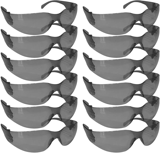 BISON LIFE Full Color Safety Glasses | One Size, Adult, Youth, Full Color Polycarbonate Lens and Temple, BLACK, Pack of 12 (Case of 12 Packs, 144 Pairs Total)