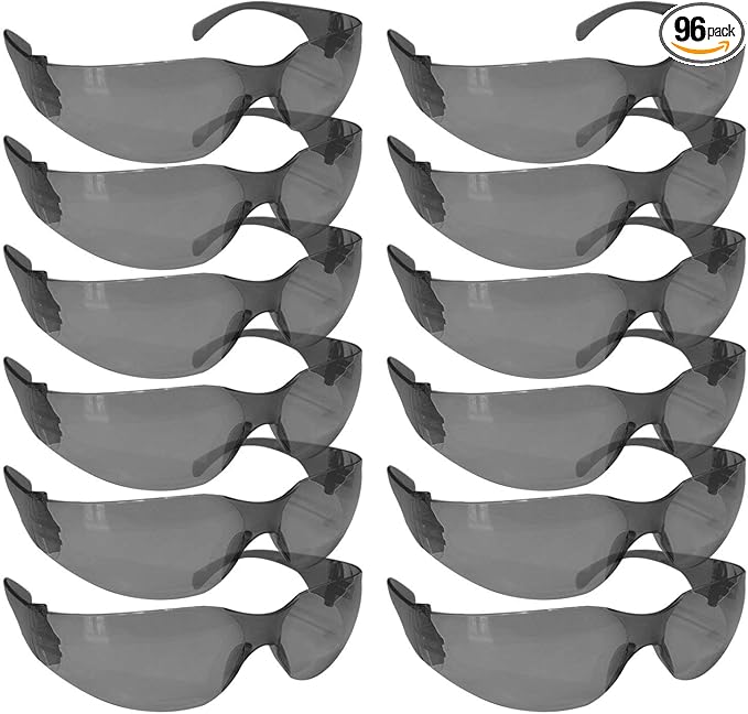 BISON LIFE Full Color Safety Glasses | One Size, Adult, Youth, Full Color Polycarbonate Lens and Temple, Black, 96 Pairs