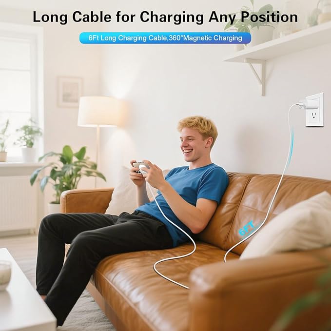 Magnetic Wireless Charger 6FT 15W Apple MagSafe Charger Fast Charging Pad & USB C Fast Chargers Block,Quick Mag-Safe Chargers for iPhone 16 ProMax/16 Pro/16e/15 ProMax/15 Plus/14/13/12/AirPods 3/2/Pro