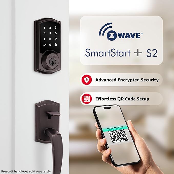 Kwikset HomeConnect 918 Traditional Z-Wave Long Range Enabled Touch Screen Lock Works with Ring Alarm, Samgsung SmartThings Hub Required, Sold Seperatedly in Venetian Bronze