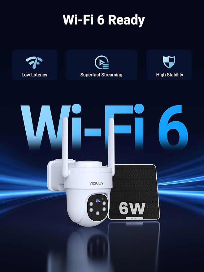 AOV Security Camera, 24H Continuous Recording Security Cameras Wireless Outdoor, WiFi 6, 2K Solar-Powered Cameras for Home Security with 360° PTZ, Auto Tracking, 32G Local Storage(Included)