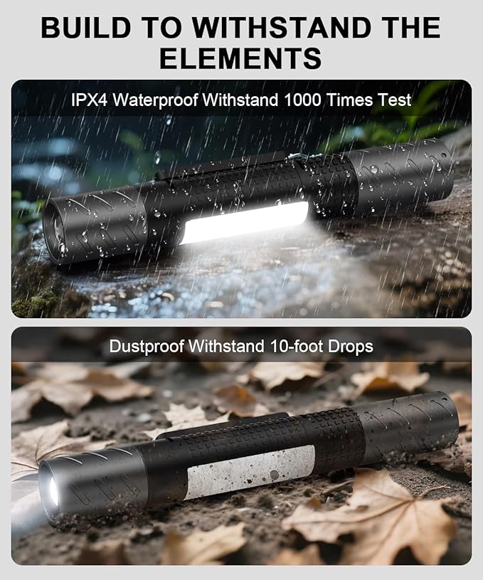 Rechargeable Flashlight High Lumens 3Packs-Super Bright Magnetic LED Flashlights with Screwdriver Set,Window Glass Breaker,COB Flash Light,7 Modes,Zoomable,Waterproof for Emergency Camping Car Repair