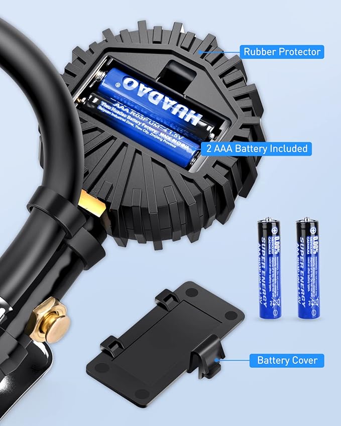 Nilight - 50057A Digital Tire Inflator Deflator with Pressure Gauge 250 PSI Air Chuck and Compressor Accessories with Rubber Hose and Quick Connect Coupler for 0.1 Display Resolution