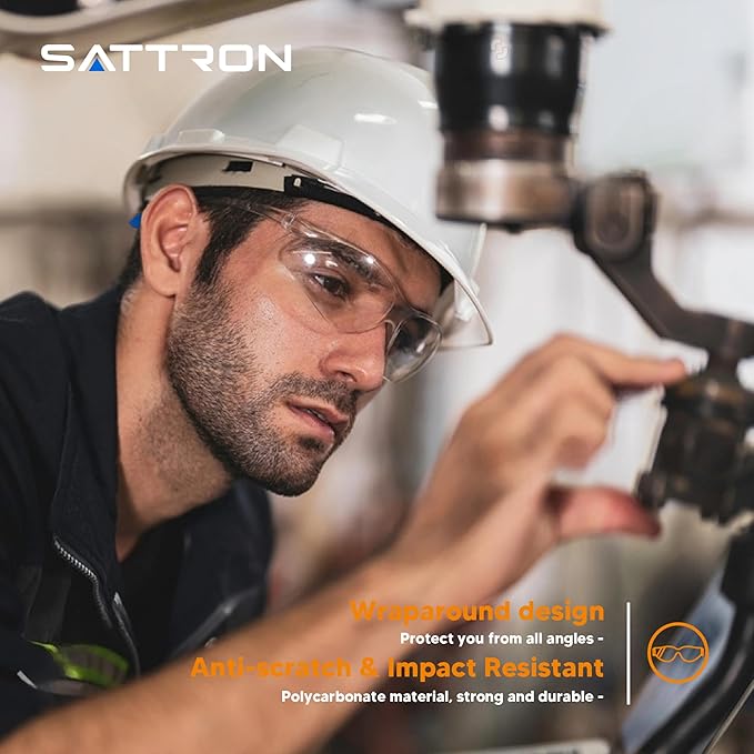 Clear Safety Glasses 24pk, Protective Eyewear UV Protection ANSI Z87.1, Safety Goggles Scratch& Impact Resistant Eye Protection for Men Women Work Construction Lab Clear& Blue Frame