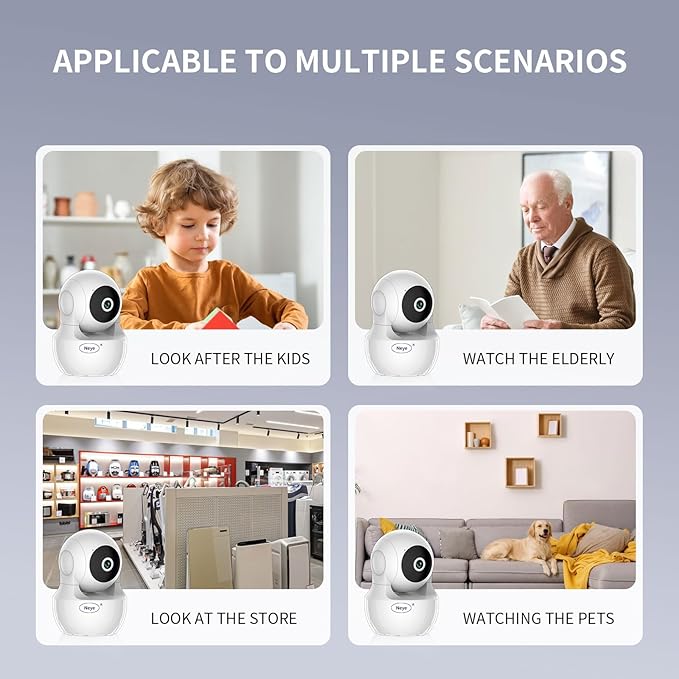 WiFi Security Home Camera，Baby Monitor Wireless IP Camera with Night Vision Two Way Audio Cloud Storage， Supports 5G WiFi，up to 128GB（White） Indoor Camera