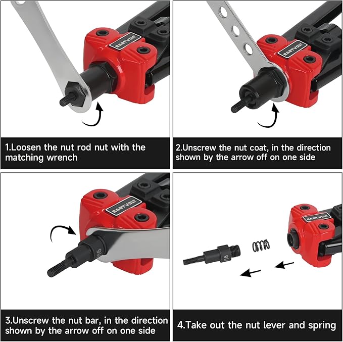 Eastvolt Rivet Nut Tool Kit, 3 in 1 Hand Rivet Gun, 14-Inch Rivnut Tool with 6 Metric Mandrels M3 M4 M5 M6 M8 M10, Rivet Bolt Tool with 3 Metric Bolt Mandrels and Rugged Carrying Case