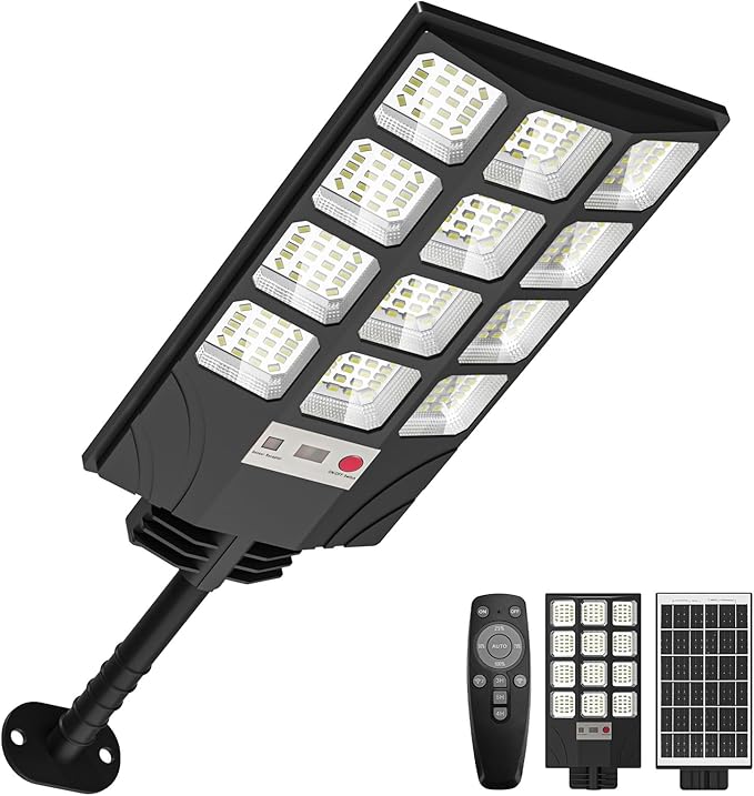 Solar Street Lights Outdoor, 10000K LED, Waterproof IP65, Motion Sensor, Dusk to Dawn, Easy Install for Yard, Parking Lot, Outdoor Lighting, Security Light for Outside, 1 Pack