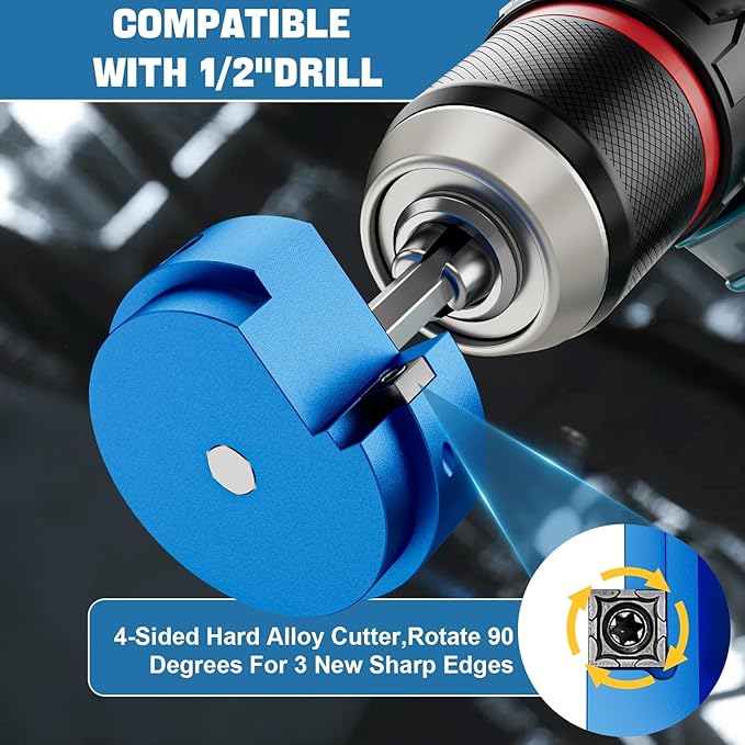 Ecarke 9 Pcs PVC Pipe Reamer Kit With 1/2 inch 3/4 inch 1 inch 1-1/4 inch 1-1/2 inch 2 inch 2.5 inch 3 inch 4 inch PVC Pipe Cutter Tool Kit PVC Fitting Saver Compatible with 1/2" Drills