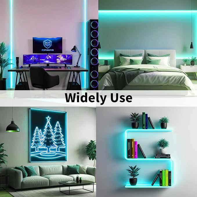 iNextStation Ice Blue Led Strip Lights, 16.4Ft/5m Neon Led Light Strip with Power Adapter, 12V Waterproof Silicone Flex LED Rope Lights for Bedroom Wall Festival Party Neon Sign DIY Decor