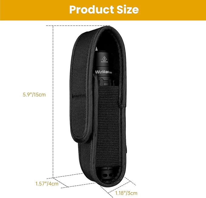 Wurkkos Flashlight Holster, LED Tactical Flashlight with Elastic Nylon, Flashlight Pouch, Nylon Pouch Holder, Flashlight Carry Case 5.9"x1.57", Suitable for TD02, FC11, TD04(Flashlight not Included)