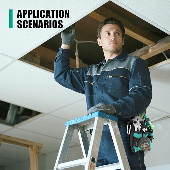 Prowin 7 Pockets & Loops Professional Tool Pouch Wrapping Oxford Cloth Pouch Bag Organizer Durable Hardware Utility Bags