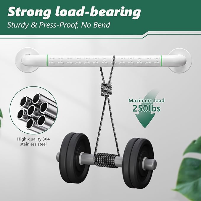 Grab Bars for Shower,2 Pack 20 Inch Shower Handle Bath Grab Rails with Anti-Slip Grip and Safety Luminous Circles,Stainless Steel Bath Handle Bathroom Grab Bar for Seniors, and Disability.