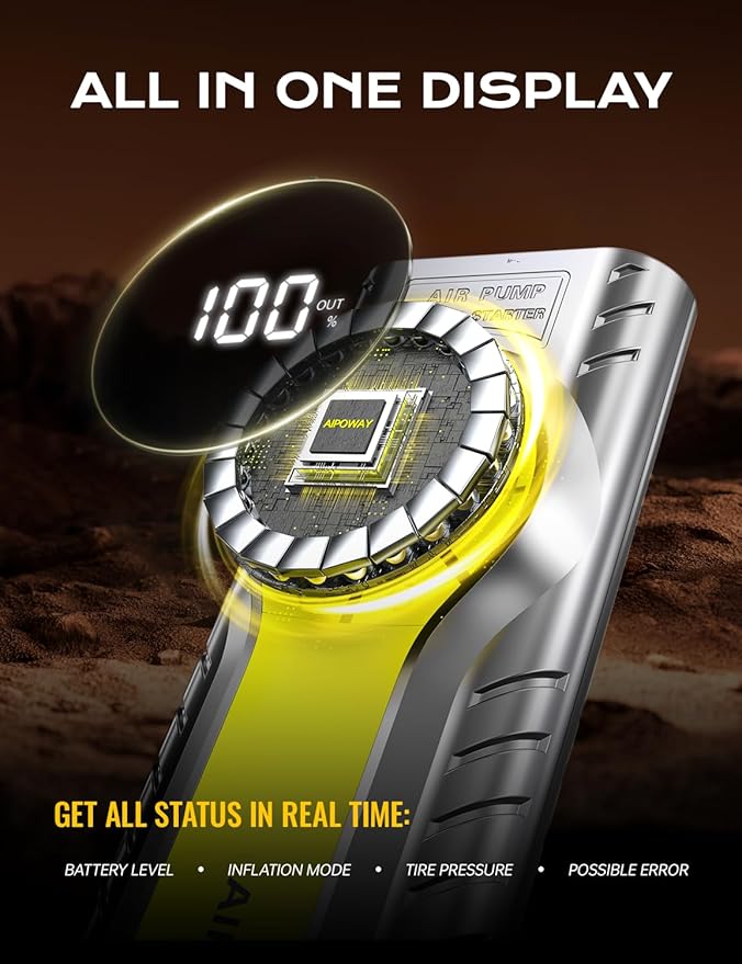 Car Jump Starter with Air Compressor,7000A Jump Starter Battery Pack (All Gas/12.0L Diesel) 12V 160PSI Auto Battery Booster,Jumper Cables with LED,Portable Lithium Jump Box with QC3.0