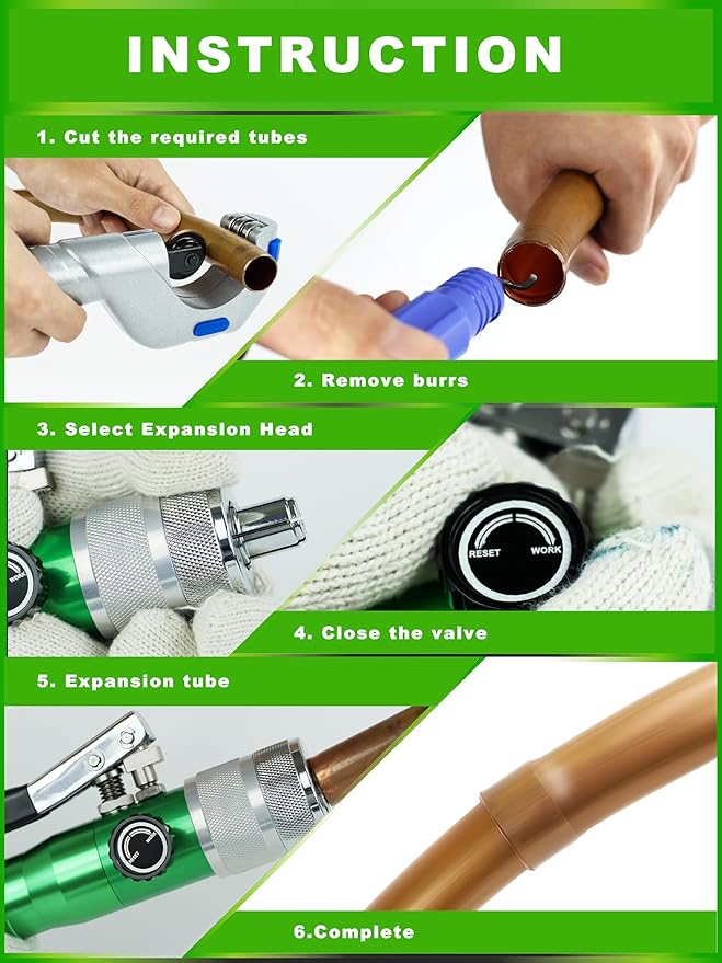 HVAC Hydraulic SWAGING tool kit for copper tubing Expanding 3/8 inch to 1 5/8 inch (Expander(3/8" ~1-5/8"))