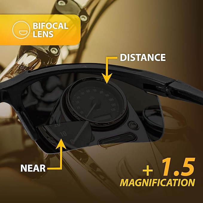 Global Vision Apex 1.5 Bifocal Safety Glasses 2 Pairs Black Frames with Clear & Smoke Lenses