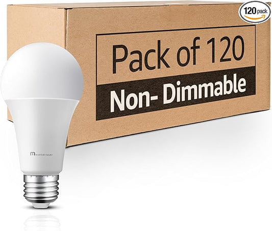 MASTERY MART 6/12/24/36/60/90/120 Pack LED Light Bulbs A19 9W (60 Watt Equivalent) E26 Medium Base, 2700K Soft White Warm Light,800 Lumens, CRI 80+, Non-Dimmable, Energy Star, UL Listed, 120 Pack