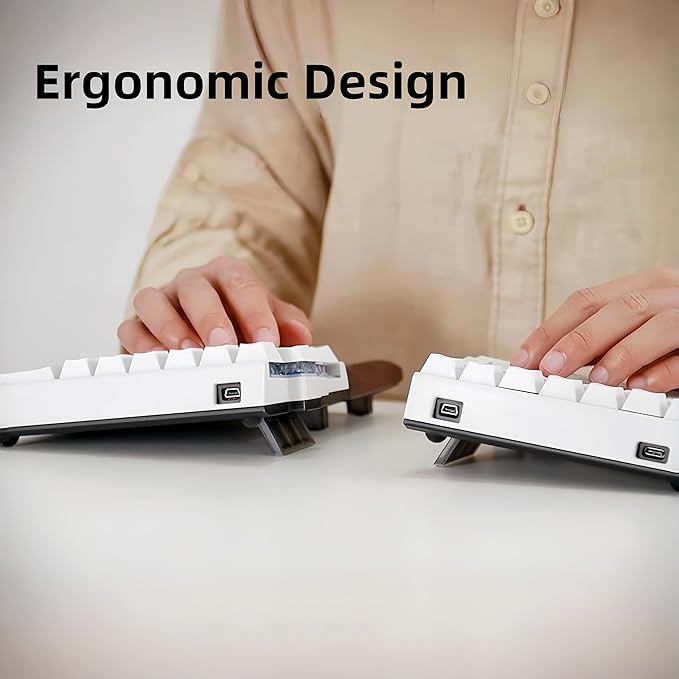 Lite: Wireless Ergonomic Split Mechanical Keyboard Hot Swappable, Compact 60% Layout, PBT Keycaps Programmable for Mac & Windows(Tactile,New Standard Version)