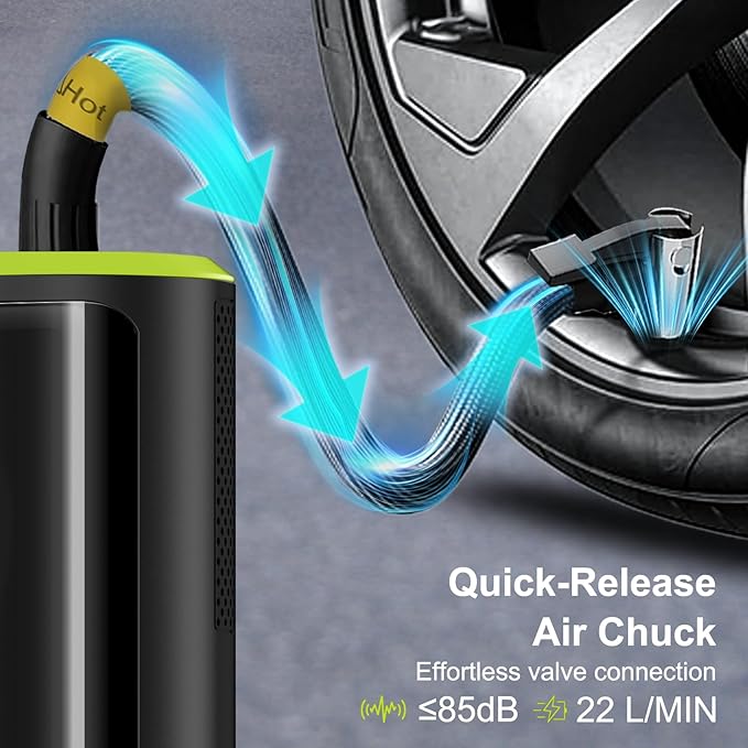 Roadvo Tire Inflator Portable Air Compressor-3X Fast 150 PSI Cordless Air Pump with Digital Tire Pressure Gauge,Auto Shutoff & LCD Display,Portable Bike Pump for Car Tires,Ebike,Motorcycle,Balls