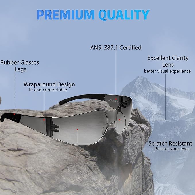 Safety Glasses Ansi Z87.1 Clear Safety Glasses Bulk Impact Resistant Lens Protective Eyewear for Men Women