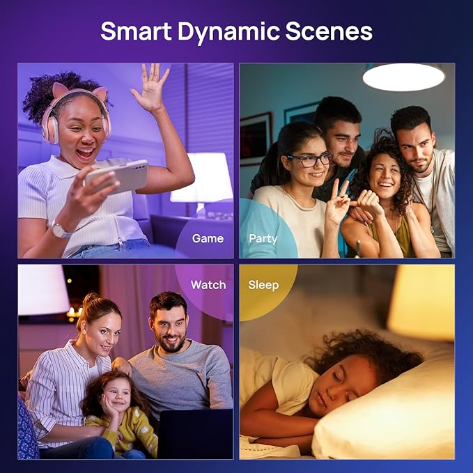 Consciot Smart Light Bulbs, WiFi Color Changing Light Bulb, LED Light Bulb That Compatible with Alexa & Google Home, A19 E26 Smart Bulb 60 watt Equivalent, Music Sync, Dimmable Smart LED Bulb, 4 Pack