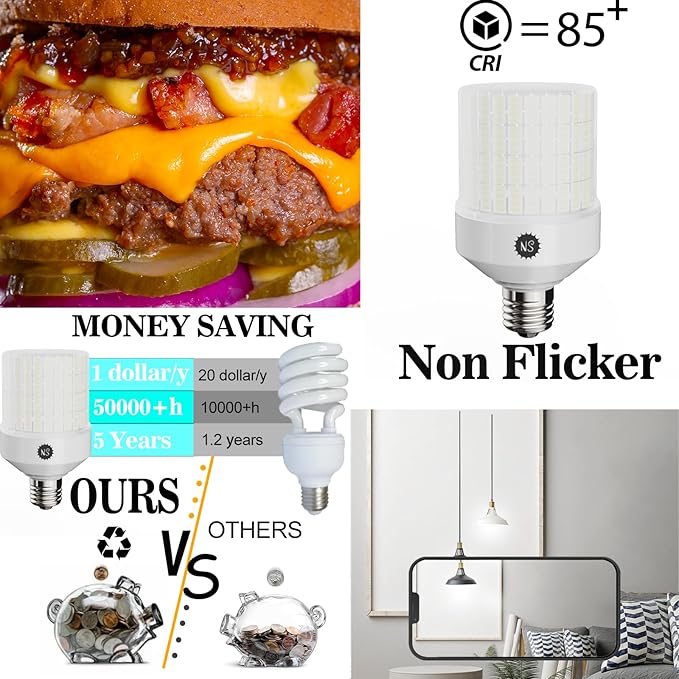 700W Equivalent 10500LM LED Bulbs (1-Set) - 90% Energy Saving, IP65 Waterproof, E26/E39, G25 70W 5000K Daylight, Warehouse Light, ETL/FCC/ROHS/CE Certified, Not Dimmable.