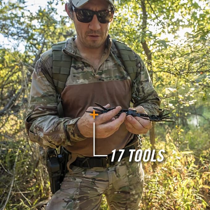 Gerber Gear Truss 17-in-1 EDC Needle Nose Pliers Multi tool - includes Pocket Knife, Screwdriver, and Bottle Opener Accessories - Gifts for Men, Fishing and Camping Gear - Black with Molle Sheath