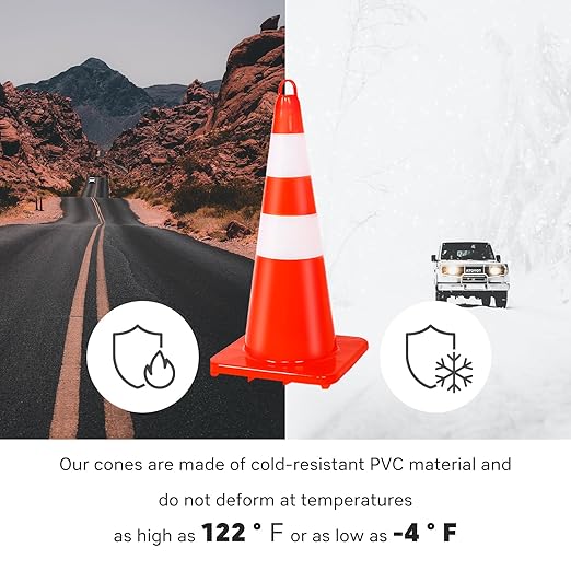 Traffic Safety Cone 28 Inches, with Reflex Collars of Parking Lots, Lane Road Traffic Control Construction Driving Safety Cone 10 Pack