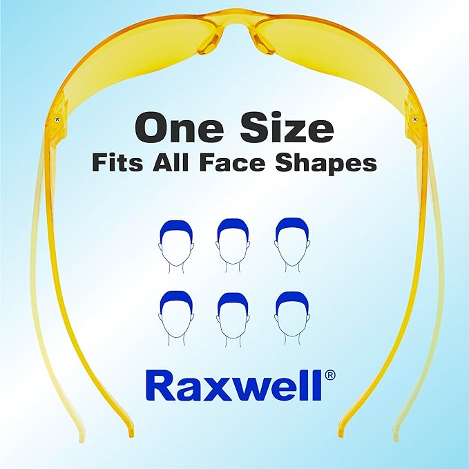 Raxwell Clear Safety Glasses, ANSI Z87.1, Wraparound, Anti-Scratch, Impact-Resistant, Eye Protection for Work & DIY