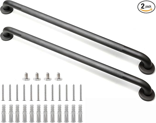 Shower Grab Bar, 2 Pack 32 Inch Gray Bathroom Grab Bar, 1.25" Diameter 304 Stainless Steel Anti-Slip Grab Bars for Bathtubs and Showers, Handicap Shower Grab Bar for Seniors Elderly