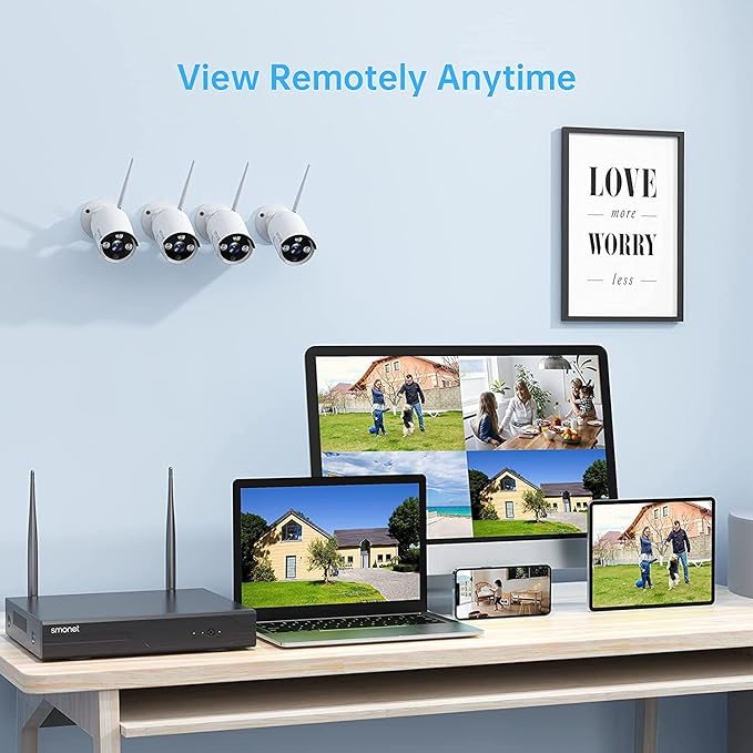 Wireless Security Camera System,SMONET 1080P 8 Channel Home Surveillance DVR Kits with 4pcs 2MP Full HD Cameras 1TB HDD Night Vision Motion Detection Free App for Indoor Outdoor 24/7 Video Recording