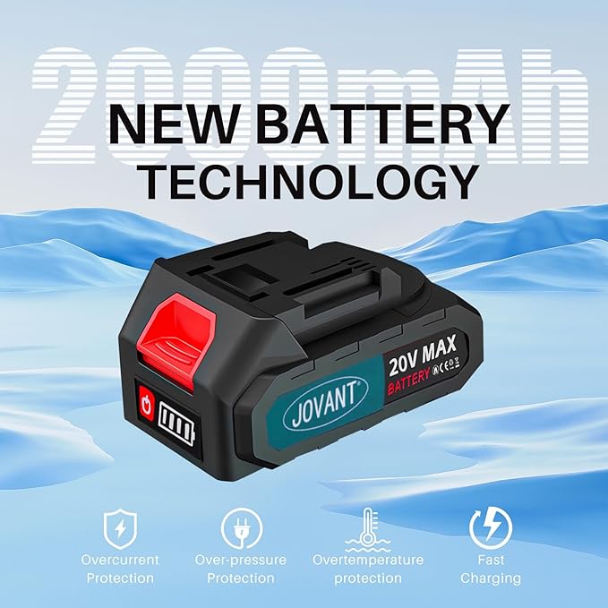 Brushless Cordless Drill Set/Driver Kit,Lightweight Driver, Electric Power Drill with 2 Batteries and Charger,3/8 Inch Keyless Chuck,21+1 Torque Setting,2 Speed with Bits-JOVANT