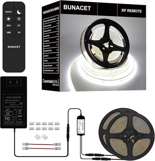 COB LED Strip Lights 5760LEDs, 40FT 6500K Dimmable Cool Light Bright LED Lights for Bedroom Counter Under Cabinet Kitchen