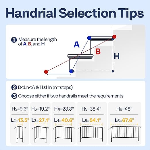 VIVOHOME 2-Pack 6 Step Galvanized Steel Hand Rails for Outdoor Steps – Curved Ends and Safety Balusters Exterior Railing for Porch, Deck, or Indoor Stairs, Complete Installation Kit