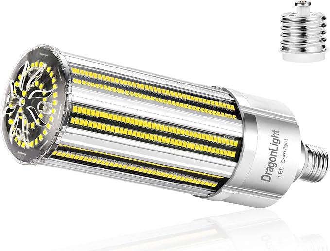 DragonLight Upgraded 80W Commercial Grade Corn LED Light Bulb Fanless (600 Watt Equivalent) E26/E39 Large Mogul Base LED Lamp 5000K Daylight 9,600LM Good for Enclosed Fixtures