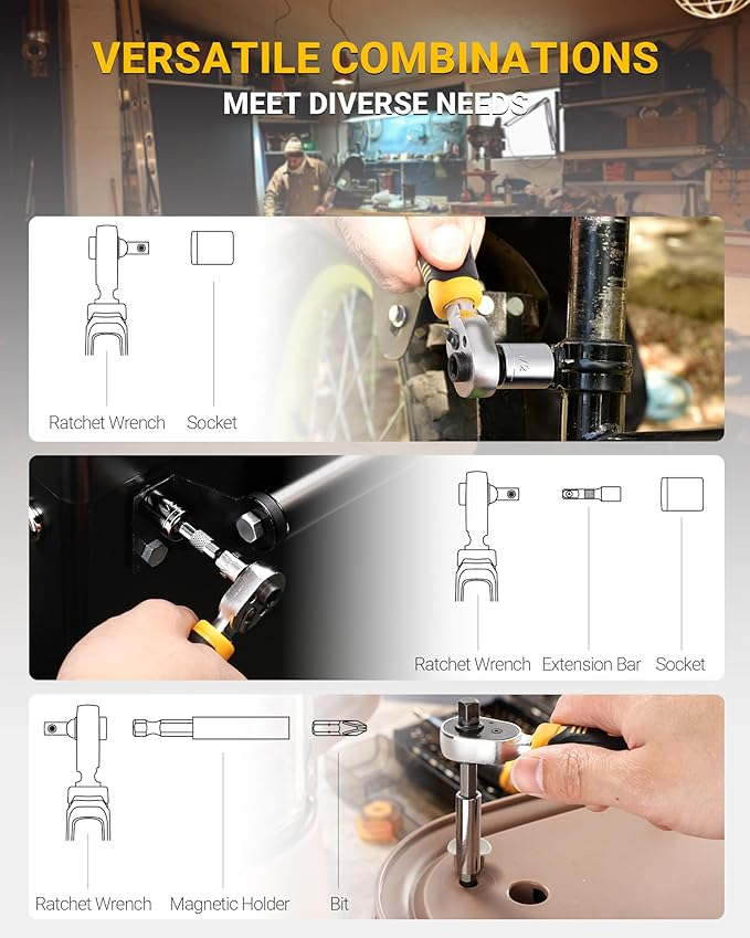 78 PCS Ratcheting Screwdriver Set Ratchet Wrench Socket Set, with Magnetic Precision Screwdriver Set, Portable, Repair Tool Kits, Double-Layer Design for Computer/Bike/Car/Electronics