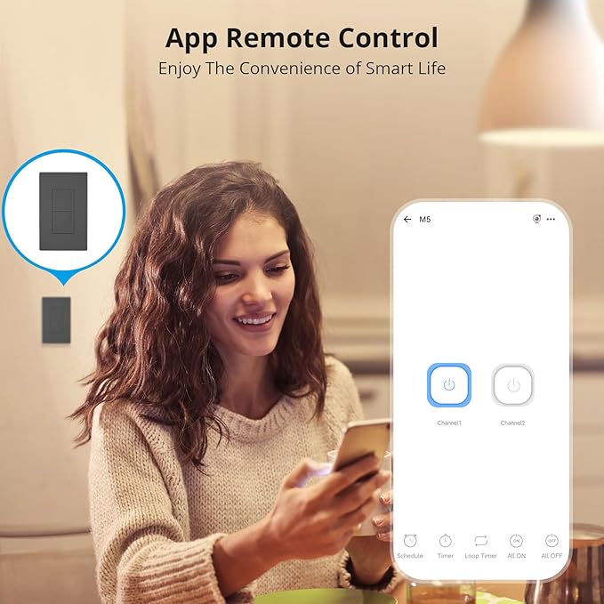 SONOFF Smart Light Switch, 2.4GHz WiFi, Neutral Wire Required Interruptor Inteligente, Voice Control with Alexa and Google Home, M5 2C
