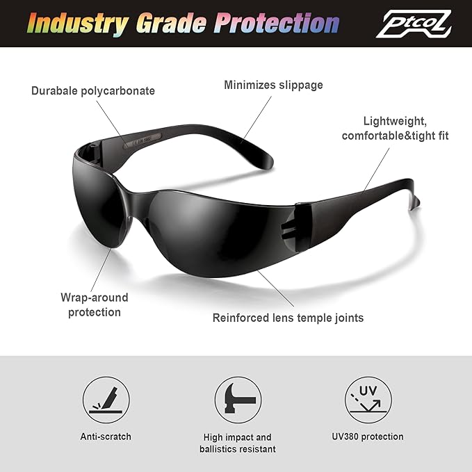 28 Pack Safety Glasses (Bulk Pack of 24+4) Unisex Black Tinted Anti-Scratch Protective Goggles Impact Resistant Lens Eyewear with ANSI Z87.1 Certified Perfect for Construction, Shooting and Laboratory
