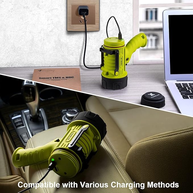 YIERBLUE Rechargeable Spotlight with Super High Lumen LED, IP67 Waterproof Handheld Flashlight Searchlight with Detachable Red Light Filter