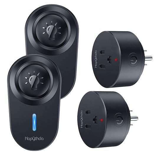 [2 Pack] HAPYTHDA Wireless Remote Control Outlet Plug, No Wiring Needed Remote Light Switches Kit, 500 Feet RF Range 15A/1500W Electrical Remote Outlet for Light, Small Electrical Appliance, Black